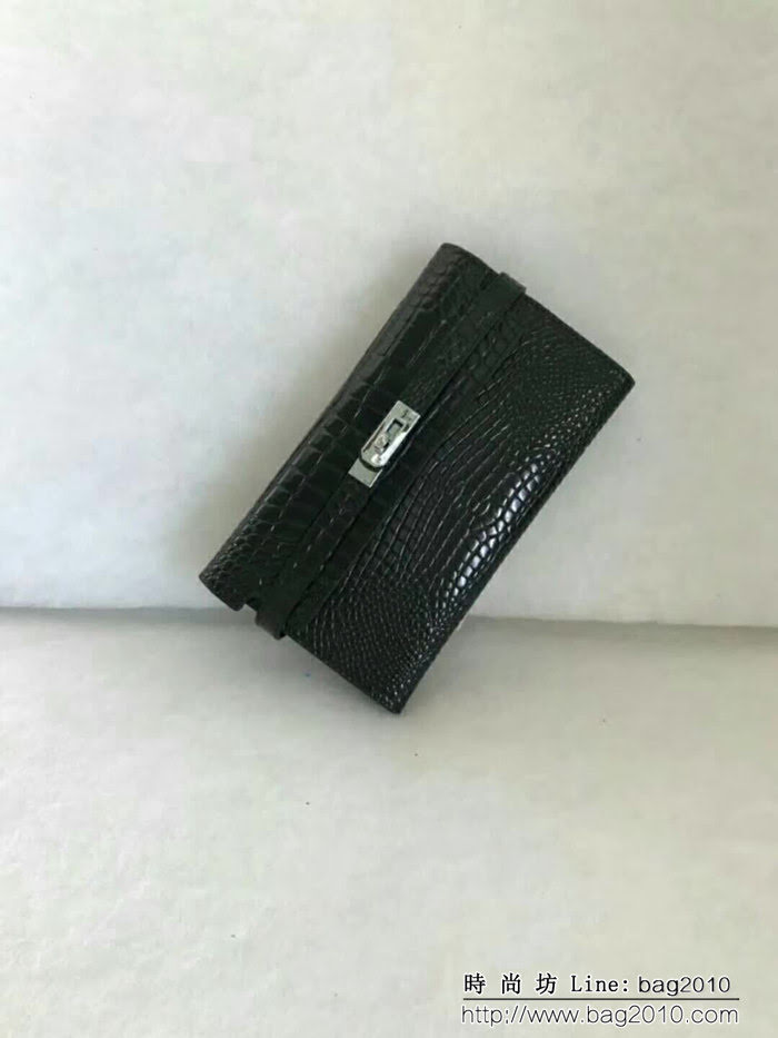 HERMES愛馬仕 鱷魚皮配羊皮 凱麗長款 時尚女士手包 JD1286